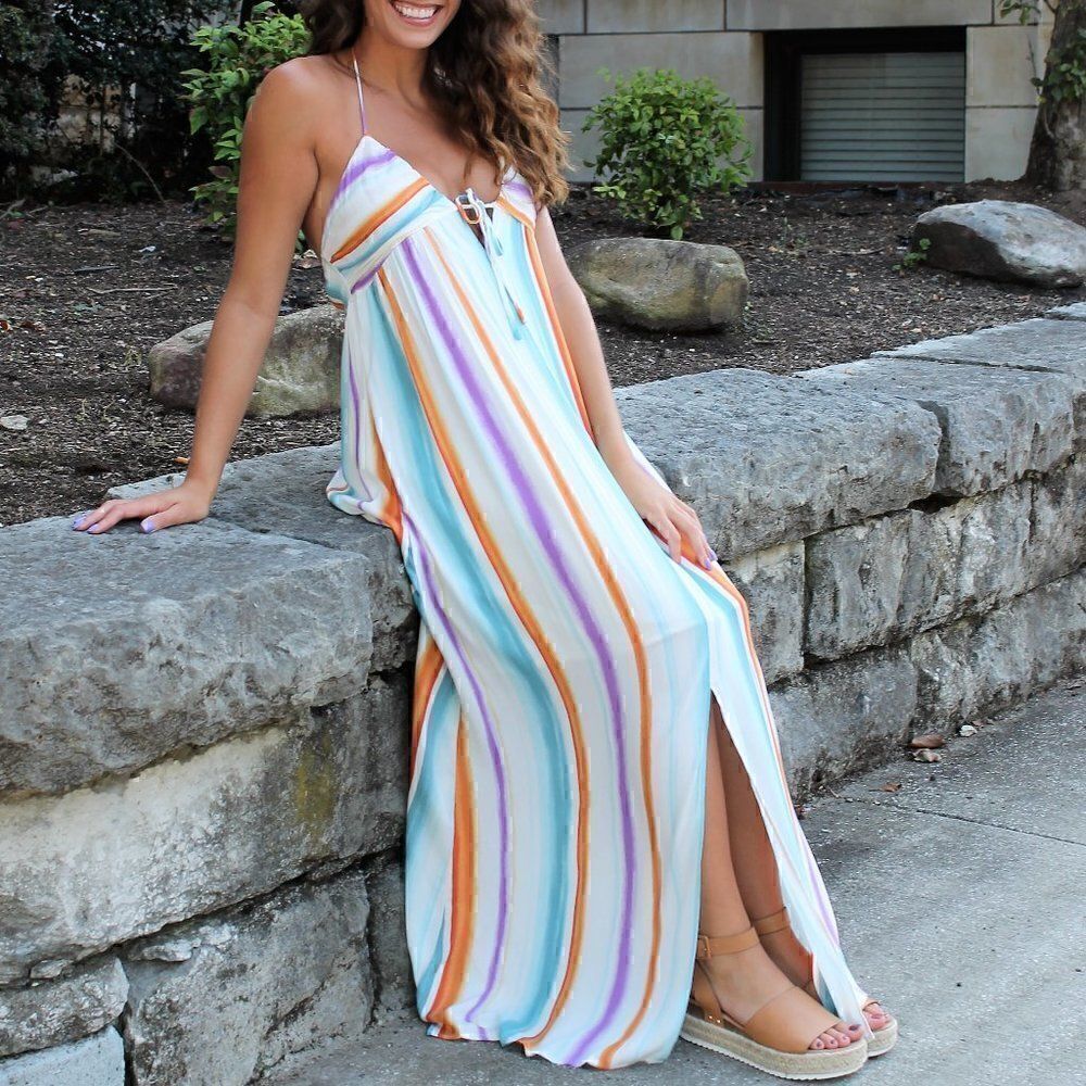 Nwt Stripe Vacay Maxi Dress
